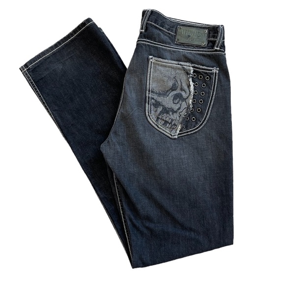 Affliction Other - AFFLICTION Mens Charcoal Grey Straight Leg Denim Killers Jeans Size 34/34